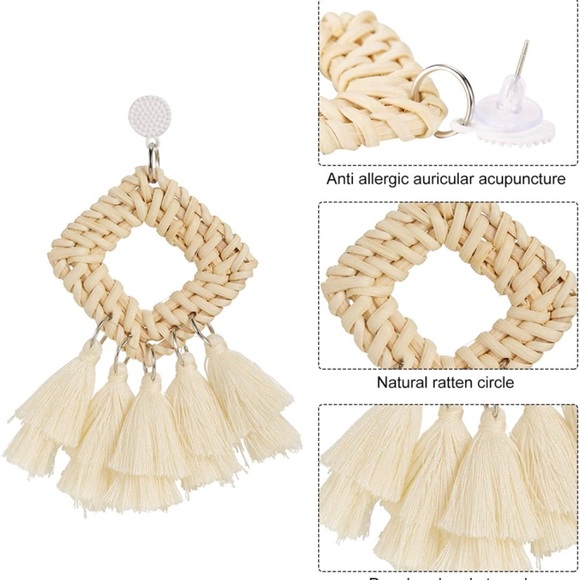 Boho Jewelry - Boho Rattan Tassel Earrings NWT